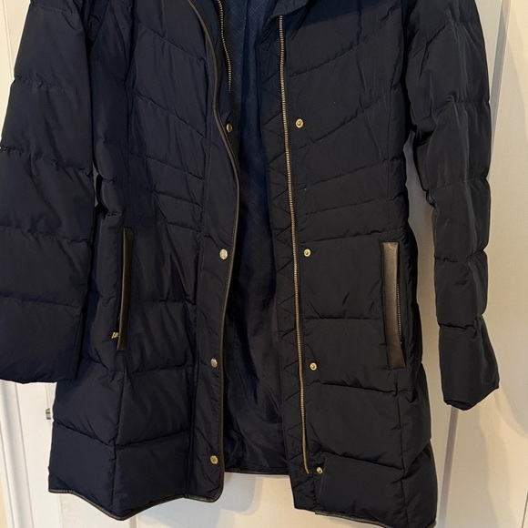 Cole Haan Women's Dark Puffer Jacket with Fur Trim - Picture 4 of 6